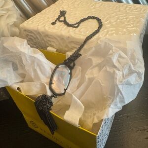 Kendra Scott Black Necklace with Iridescent Pendant